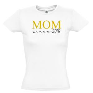 mom since gold kurzarm weiß