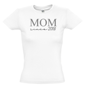 mom since silber kurzarm weiß